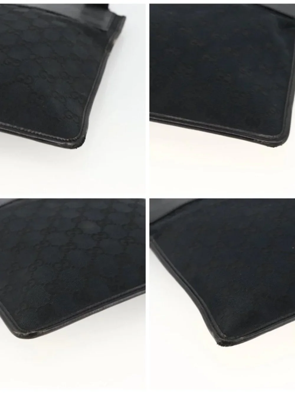 GUCCI GG Canvas Shoulder Bag Black Silver 019 0348 Auth ka3532